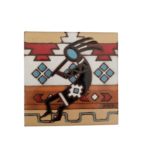 1995 Kokopelli Tile‎ Art Ceramic Signed KRIT Item N° 4798A Made in USA Vintage
